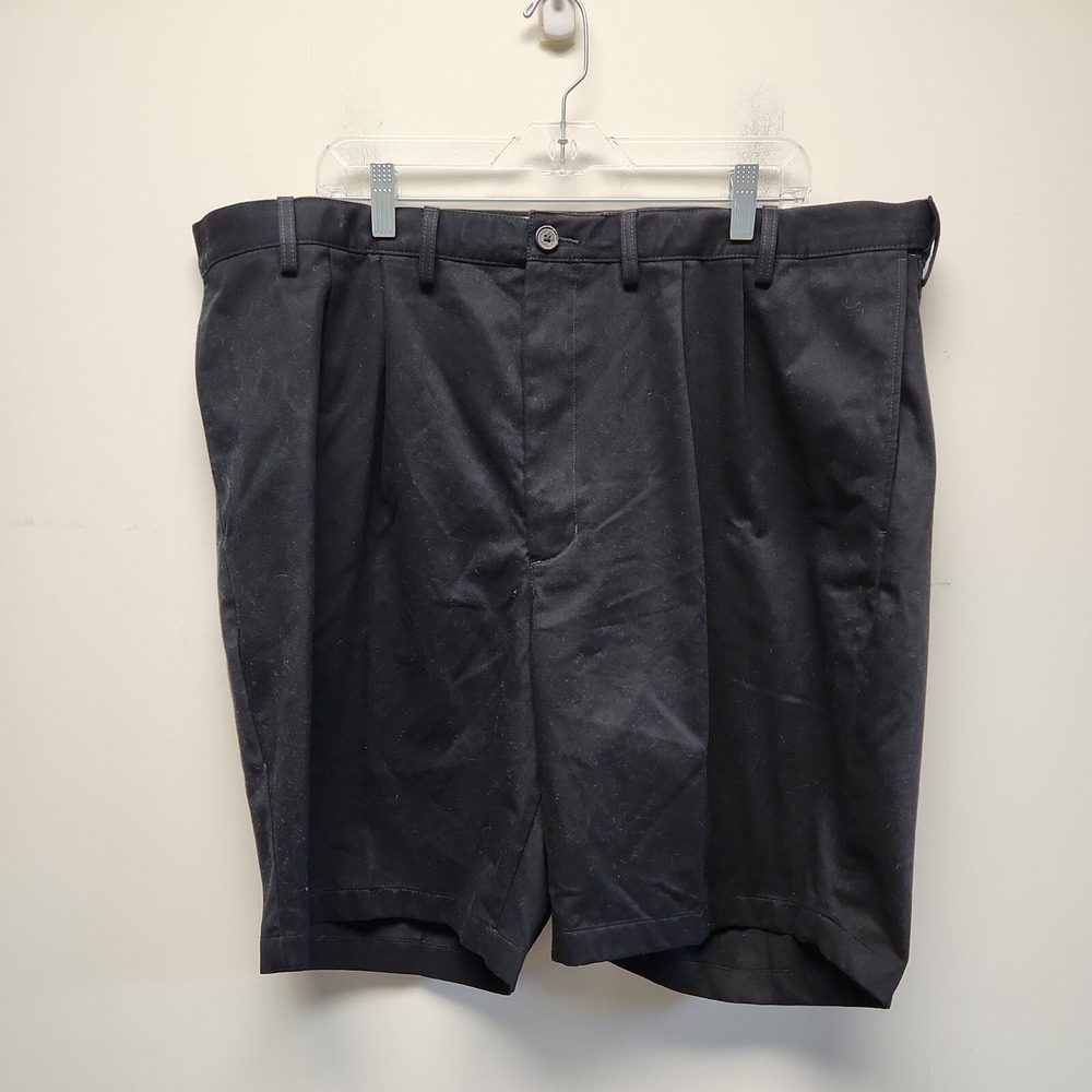 Lands End Shorts Mens Size 44T Black Casual Traditional Fit Pleated